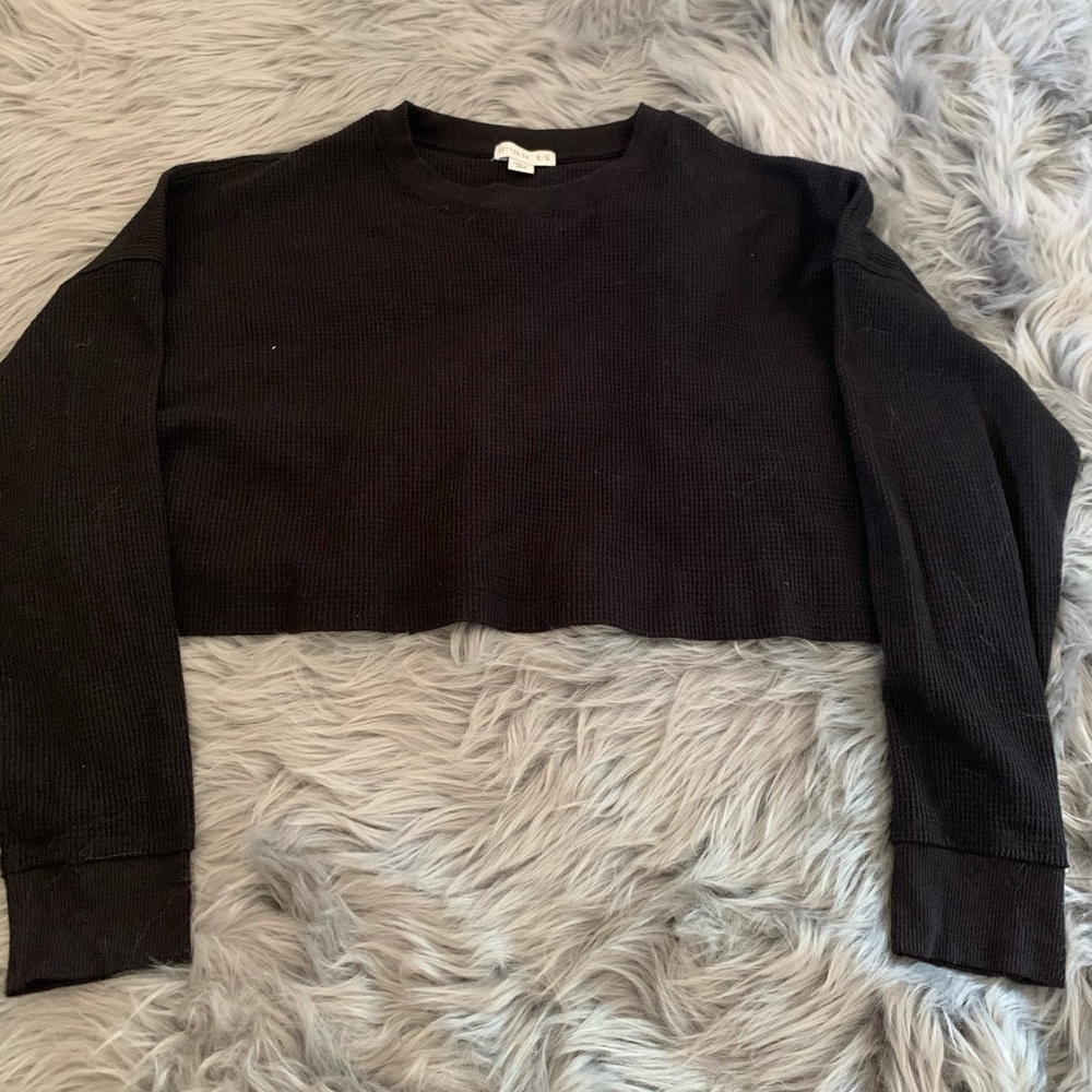 Cotton on black waffle cropped long sleeve